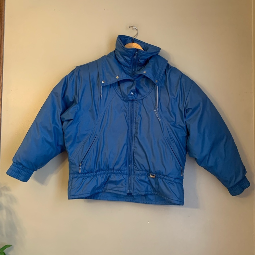 VtgForte Puffer Jacket Snow Ski Blue Mock Collar Woman's 10 Down Gaper Day 80’s